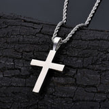 Oversized Hip Hop Cross Necklace for Men – White Gold Plated - Front View - FITINY Jewelry
