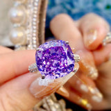 Multicolor Star Cut Bold Square CZ Adjustable Ring, Super Sparkling 14*14mm Main Cubic Zirconia, Pavé CZ Band, Dainty Luxe - FITINY Jewelry