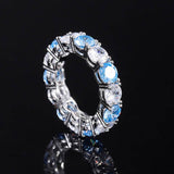 S925 Geometric Stackable Band CZ Ring, 5mm Cubic Zirconia, Sterling Silver Retro Statement Ring for Men and Women - FITINY Jewelry