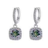 S925 Colorful Moissanite Halo Earrings with Pavé-Set Halo & Hoop, VVS1 Certified, 12 Vibrant Colors , Sterling Silver - FITINY Jewelry