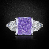 Multicolor Ice Flower Cut Square CZ Adjustable Ring, 10*10mm 8A Main Cubic Zirconia, Two Heart Side CZ, Dainty Luxe - FITINY Jewelry