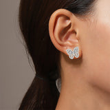 Bow-Knot Stud Earrings with Brilliant Moissanite Accents — 9 - Side View - FITINY
