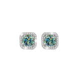 S925 Colorful Moissanite/CZ Square Halo Earrings, 0.5-1ct D-Grade VVS Certificate, Hypoallergenic Sterling Silver Jewelry Gift - FITINY Jewelry