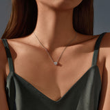 Delicate Heart-Shaped Moissanite Pendant Necklace in Sterlin - Side View - FITINY