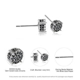 Multicolor Iced Out CZ Micro Pave Round Stud Earrings for Men Women, Hiphop 4-Prong 5A Cubic Zirconia Bling Fashion Studs, 14k White Gold Post - FITINY Jewelry