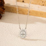 Floral Moissanite Pendant Necklace in Sterling Silver – Deli - On Model View - FITINY