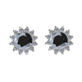 S925 Colorful Moissanite/CZ Sunflower Halo Stud Earrings, 12 Color 0.5ct D-Grade VVS Certificate, Hypoallergenic Sterling Silver Jewelry Gift - FITINY Jewelry