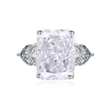 Multicolor Ice Flower Cut CZ Adjustable Ring, 10*14mm 5A Main Cubic Zirconia, Two Heart Side CZ, Dainty Luxe - FITINY Jewelry