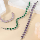 Dazzling Multicolor Cubic Zirconia Round Halo Bracelet, Colored Gem Stones, Adjustable Design, and Unique Patterns - FITINY Jewelry