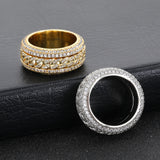 Geometric Hip Hop Ring with Cubic Zirconia Stones in Gold or - Front View - FITINY Jewelry