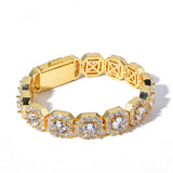 Geometric Square Ice Candy Zirconia Bracelet in Gold or Whit - On Model View - FITINY