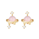 16 Pairs Pink Heart Stud Hoop Huggies Drop Earrings Set, 18K Gold Plated Stacking CZ & Pearl Designs, Planet Snowflake Moon Star - FITINY Jewelry