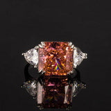 Multicolor Ice Flower Cut Square CZ Adjustable Ring, 12*12mm 8A Main Cubic Zirconia, Two Heart Side CZ, Dainty Luxe - FITINY Jewelry