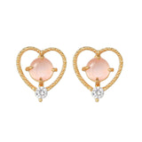 16 Pairs Pink Heart Stud Hoop Huggies Drop Earrings Set, 18K Gold Plated Stacking CZ & Pearl Designs, Planet Snowflake Moon Star - FITINY Jewelry