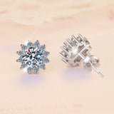 S925 Colorful Moissanite/CZ Sunflower Halo Stud Earrings, 12 Color 0.5ct D-Grade VVS Certificate, Hypoallergenic Sterling Silver Jewelry Gift - FITINY Jewelry