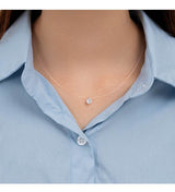 S925 Multicolor Mermaid Tear Floating CZ Necklace, Sterling Silver Invisible Fishing Line 6-8mm Cubic Zirconia Pendant, 40+5cm Adjustable Dainty Minimalist Choker - FITINY Jewelry