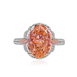 Multicolor Ice Flower Cut Oval CZ Adjustable Ring, 10*14mm 8A Cubic Zirconia, Two-Tone Pave CZ Band, Dainty Luxe - FITINY Jewelry