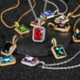 Geometric Hip Hop Necklace with Cubic Zirconia Stones in Gol - Front View - FITINY Jewelry