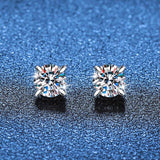 S925 Magnetic Moissanite / CZ Stud Earrings for Men Women, 1ct 6.5mm 4-Prong Round Cut, Inlaid Magnetic Earrings Non-Piercing Clip On Stud Earring - FITINY Jewelry