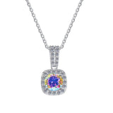 S925 Colorful Moissanite Pendant Necklace with Pavé-Set Halo & Hoop, 1ct D-Grade VVS1 Moissanite in 12 Dazzling Colors with GAR Certification, Sterling Silver Necklace - FITINY Jewelry