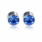Multicolor Stainless Steel Magnetic Round Stud Earrings for Men Women, 6mm Round CZ Inlaid Magnetic Earrings Non-Piercing Clip On Stud Earring - FITINY Jewelry
