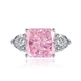 Multicolor Ice Flower Cut Square CZ Adjustable Ring, 10*10mm 8A Main Cubic Zirconia, Two Heart Side CZ, Dainty Luxe - FITINY Jewelry