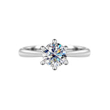 S925 Classic 6-Prong Moissanite Engagement Ring, 0.5–3ct Round Cut D-Grade VVS Certified Solitaire, Sterling Silver Wedding Gift for Her Him - FITINY Jewelry