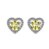 S925 Colorful Moissanite/CZ Heart Shape Halo Stud Earrings, 0.5ct D-Grade VVS Certificate, Hypoallergenic Sterling Silver Gift - FITINY Jewelry