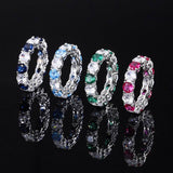 S925 Geometric Stackable Band CZ Ring, 5mm Cubic Zirconia, Sterling Silver Retro Statement Ring for Men and Women - FITINY Jewelry