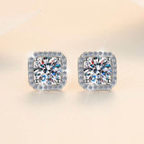 S925 Colorful Moissanite/CZ Square Halo Earrings, 0.5-1ct D-Grade VVS Certificate, Hypoallergenic Sterling Silver Jewelry Gift - FITINY Jewelry