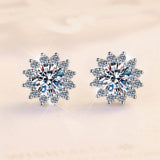 S925 Colorful Moissanite/CZ Sunflower Halo Stud Earrings, 12 Color 0.5ct D-Grade VVS Certificate, Hypoallergenic Sterling Silver Jewelry Gift - FITINY Jewelry