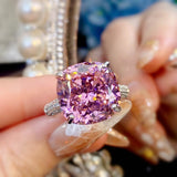 Multicolor Star Cut Bold Square CZ Adjustable Ring, Super Sparkling 14*14mm Main Cubic Zirconia, Pavé CZ Band, Dainty Luxe - FITINY Jewelry