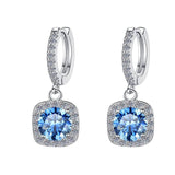 S925 Colorful Moissanite Halo Earrings with Pavé-Set Halo & Hoop, VVS1 Certified, 12 Vibrant Colors , Sterling Silver - FITINY Jewelry