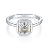 Modern Geometric Moissanite Ring – 2 Carat Square Cut in Ste - Front View - FITINY Jewelry
