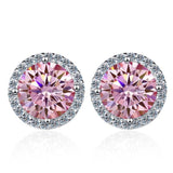 S925 Multicolor Moissanite Halo Stud Earrings, Sterling Silver 10 Color Round-Cut Certificated Moissanite Jewelry for Men & Women, Simple & Stylish Gift for Wedding, Birthday, Anniversary - FITINY Jewelry
