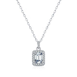 Emerald-Cut Moissanite Pendant Necklace in Sterling Silver – - Front View - FITINY Jewelry