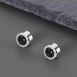 Multicolor Crystal Cluster Magnetic Round Halo Stud Earrings for Men Women, 6mm Round Crystal Inlaid Magnetic Earrings Non-Piercing Clip On Stud Earring - FITINY Jewelry