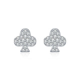 Clover Flower Moissanite Stud Earrings in Sterling Silver – - Front View - FITINY Jewelry