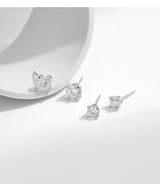 Round Moissanite Stud Earrings in Sterling Silver – Minimali - On Model View - FITINY