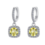 S925 Colorful Moissanite Halo Earrings with Pavé-Set Halo & Hoop, VVS1 Certified, 12 Vibrant Colors , Sterling Silver - FITINY Jewelry
