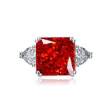 Multicolor Ice Flower Cut Square CZ Adjustable Ring, 12*12mm 8A Main Cubic Zirconia, Two Heart Side CZ, Dainty Luxe - FITINY Jewelry