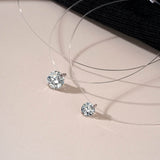 S925 Mermaid Tear Floating Moissanite Necklace, 0.5–3ct Sterling Silver Invisible Fishing Line Pendant, 40+5cm Adjustable Dainty Minimalist Choker - FITINY Jewelry