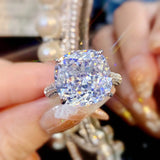 Multicolor Star Cut Bold Square CZ Adjustable Ring, Super Sparkling 14*14mm Main Cubic Zirconia, Pavé CZ Band, Dainty Luxe - FITINY Jewelry