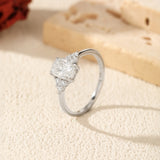 Geometric Moissanite-Embellished Sterling Silver Ring for Wo - Detail View - FITINY Jewelry