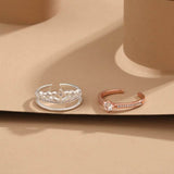 S925 Moissanite Castle Fireworks Double Layer Stacking Ring, White Gold & Rose Gold Pavé Band, Sparkling Split Color Women’s Ring Size 5–9 - FITINY Jewelry