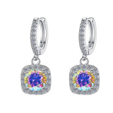 S925 Colorful Moissanite Halo Earrings with Pavé-Set Halo & Hoop, VVS1 Certified, 12 Vibrant Colors , Sterling Silver - FITINY Jewelry