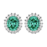 Nest Cut Para Green Oval CZ Halo Jewelry Set, 5A Cubic Zirconia, White Gold Necklace, Earrings, Adjustable Ring, Dainty Luxe - FITINY Jewelry