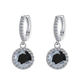 S925 Colorful Moissanite/CZ Round Halo Drop Earrings, 1ct D-Grade VVS Certificate, Hypoallergenic Sterling Silver Gift - FITINY Jewelry