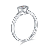 Geometric Round Moissanite Ring in Sterling Silver – 1 Carat - Side View - FITINY