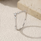 V-Shape Moissanite Accent Sterling Silver Ring for Women - Detail View - FITINY Jewelry